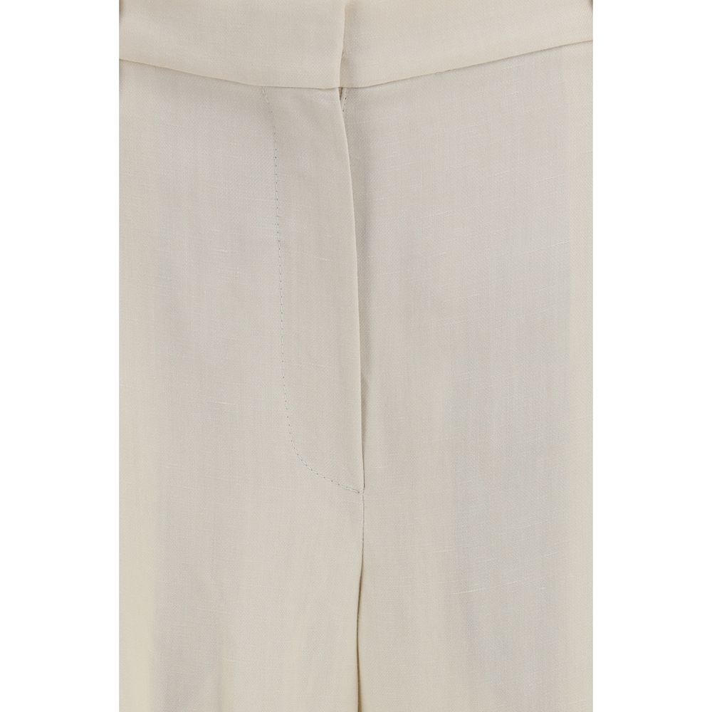 Beige Viscose Casual Pants