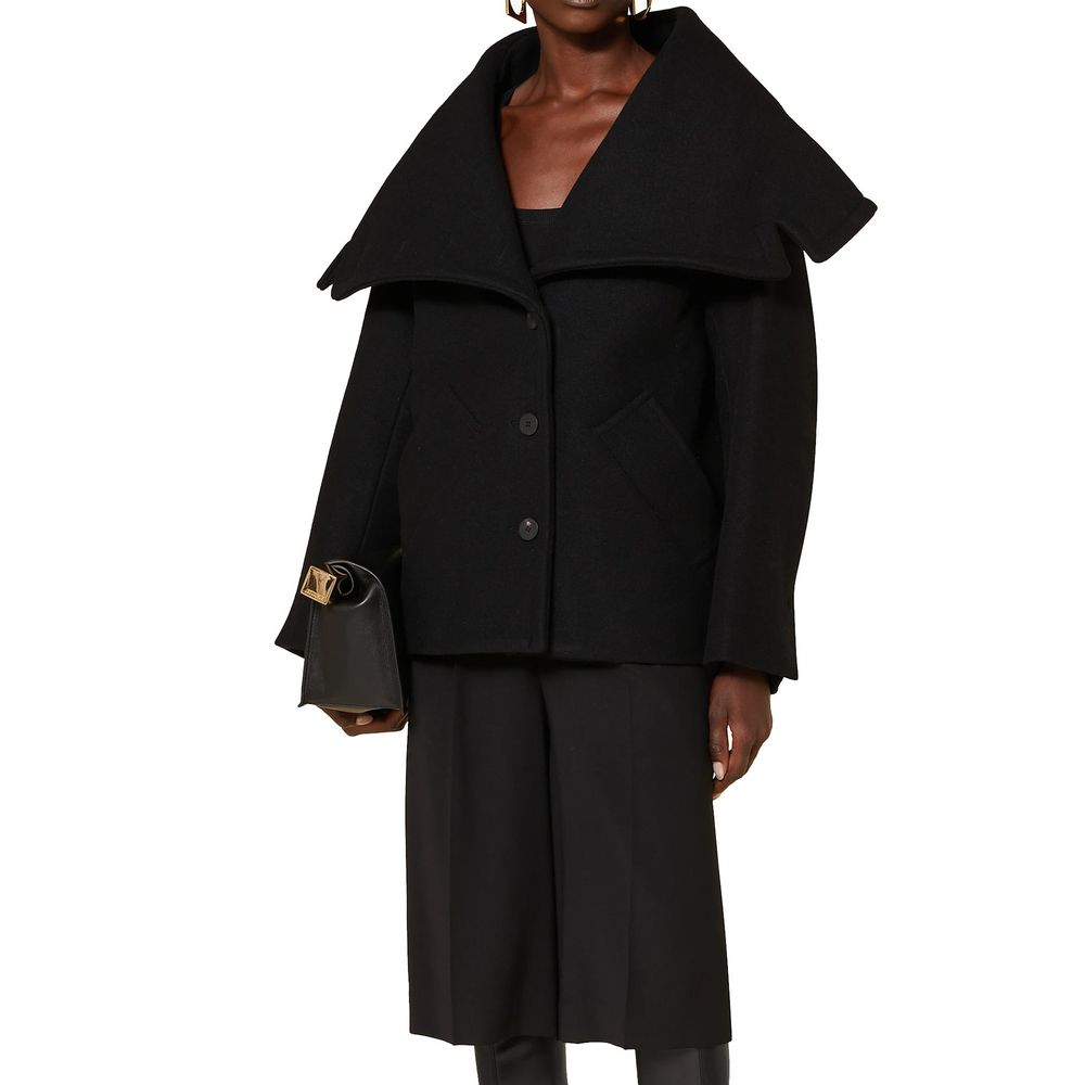 Black Virgin Wool Full-Length Jacket