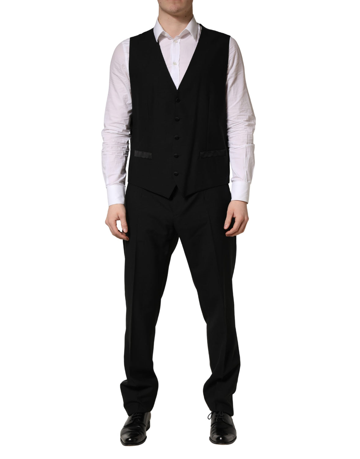 Black Wool Silk Saxophone Slim Fit 3Pc Suit