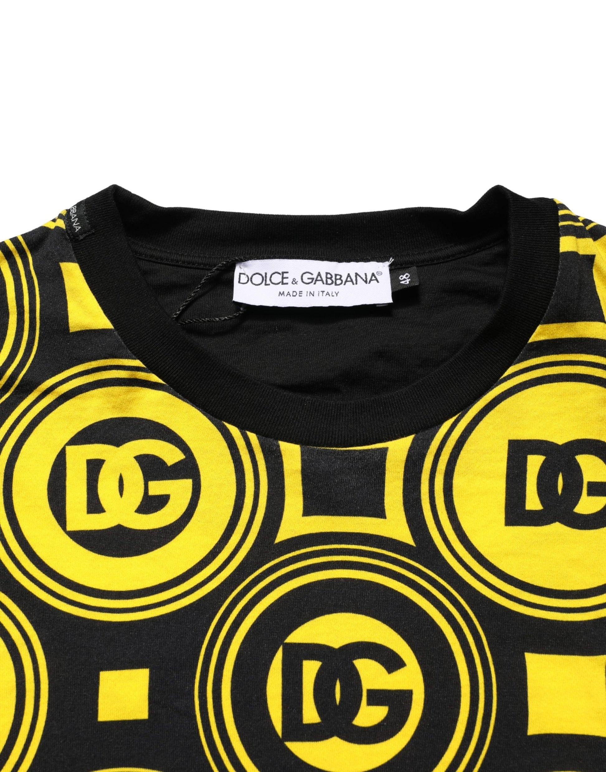 Yellow Black Logo Geometric Pattern T-shirt