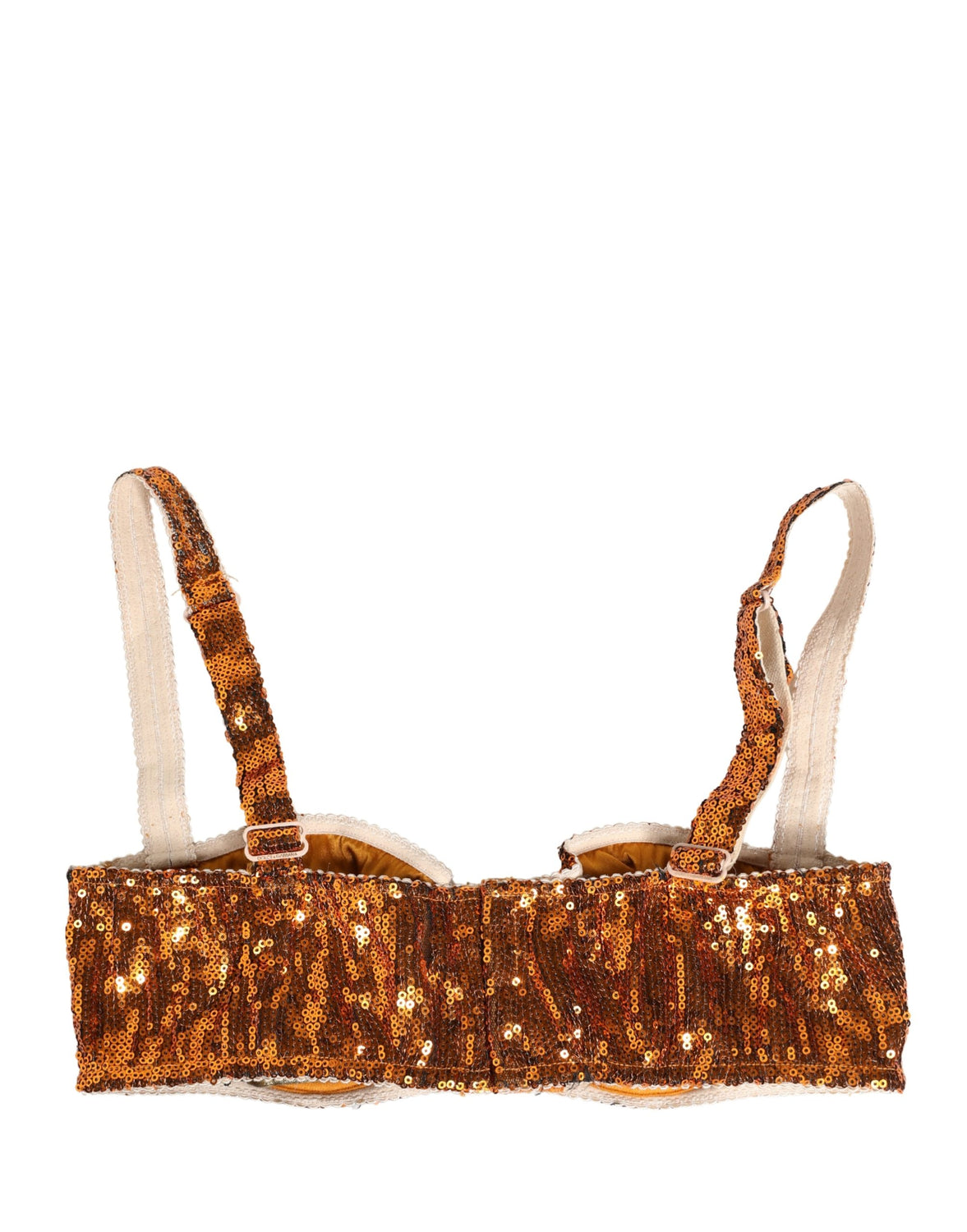 Gold Sequined Nyon Balconnet Bra Underwear