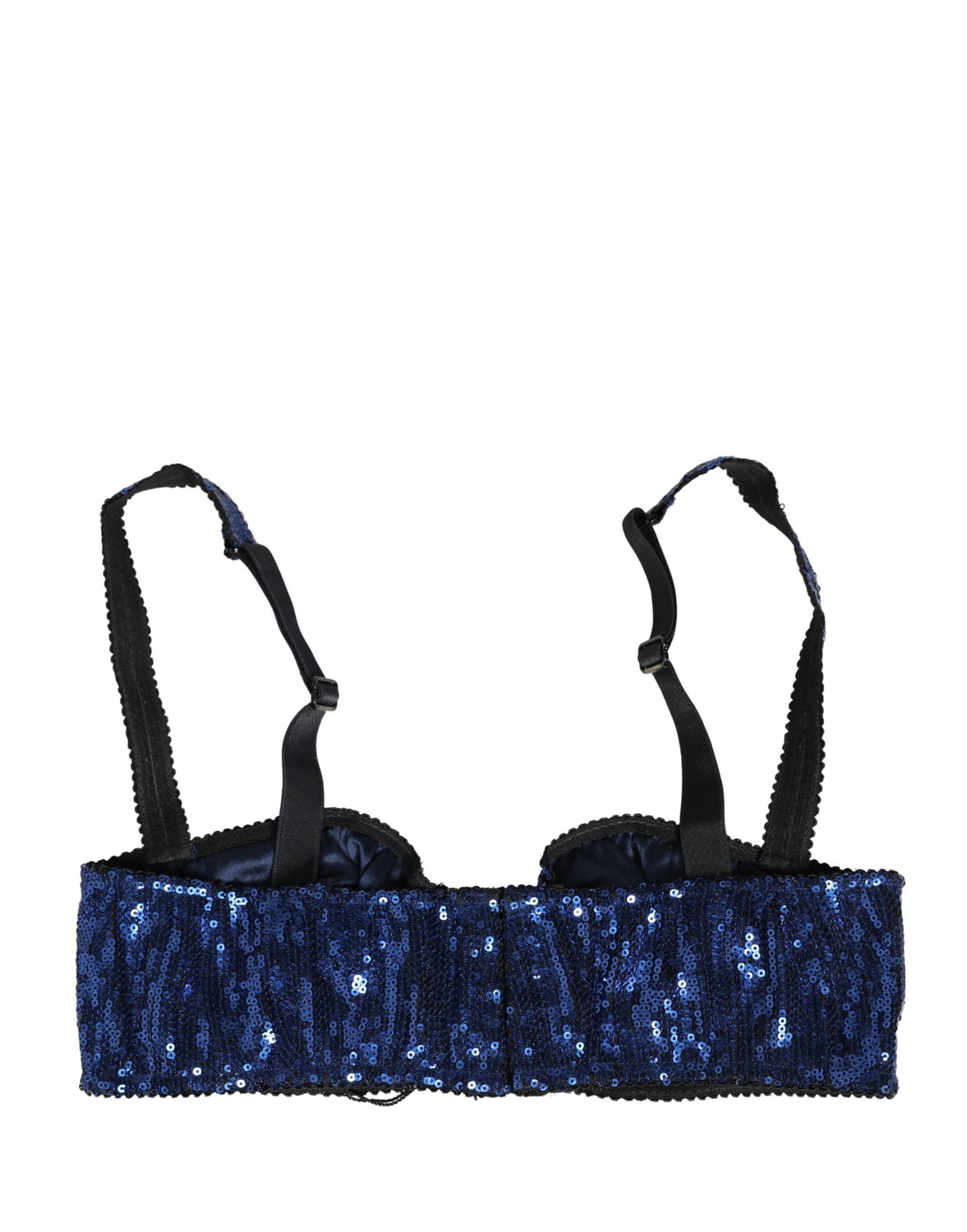 Blue Sequined Nyon Balconnet Bra Underwear
