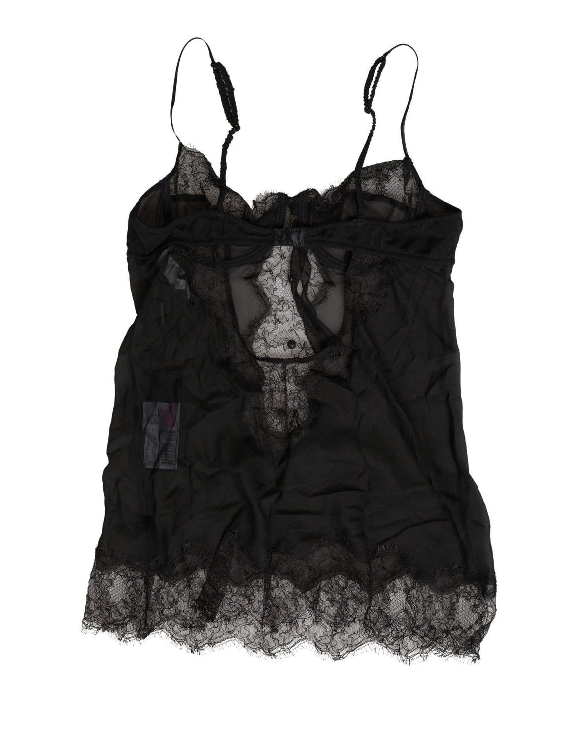 Black Silk Lace Lingerie Chemise Top Underwear