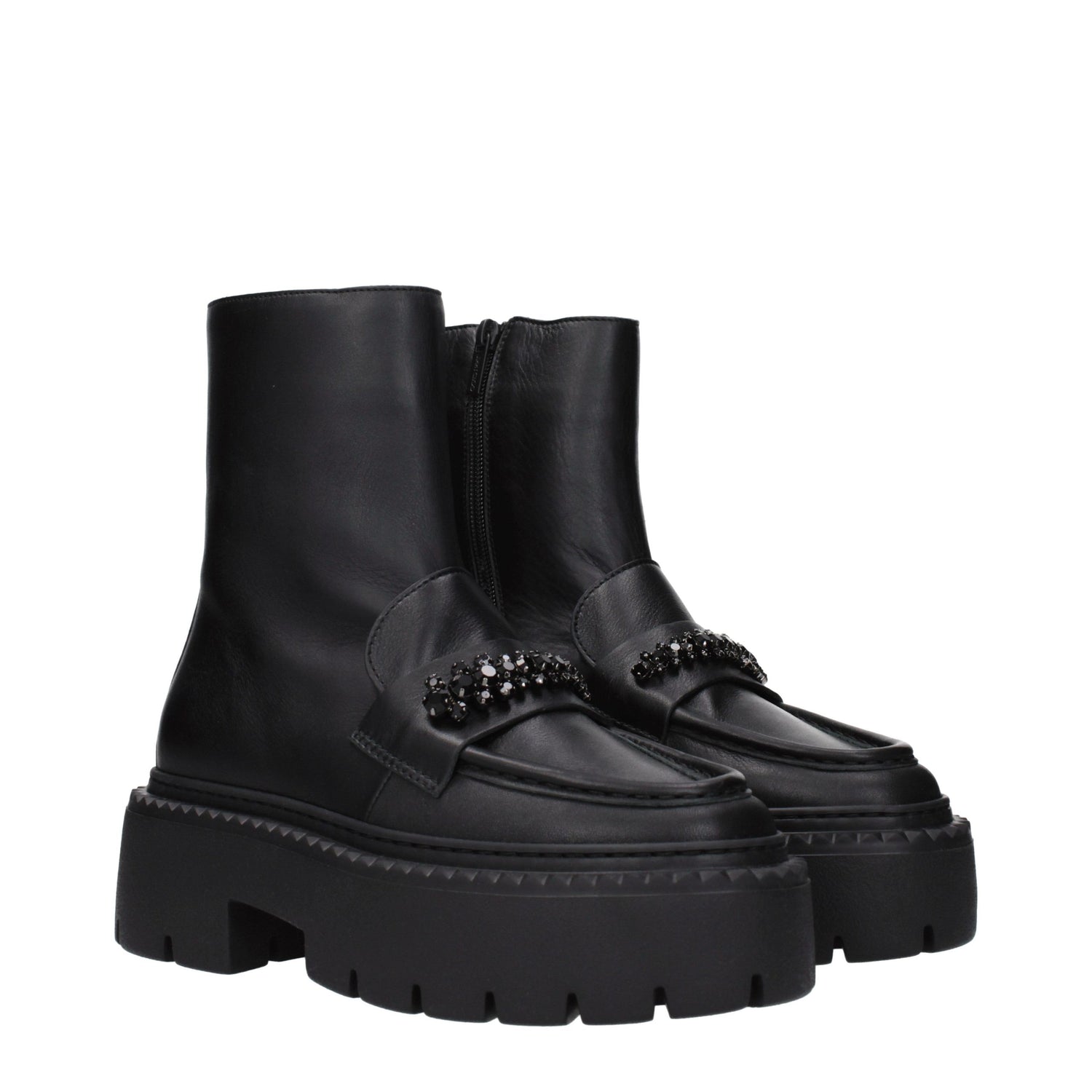 Black Leather Ankle Boots