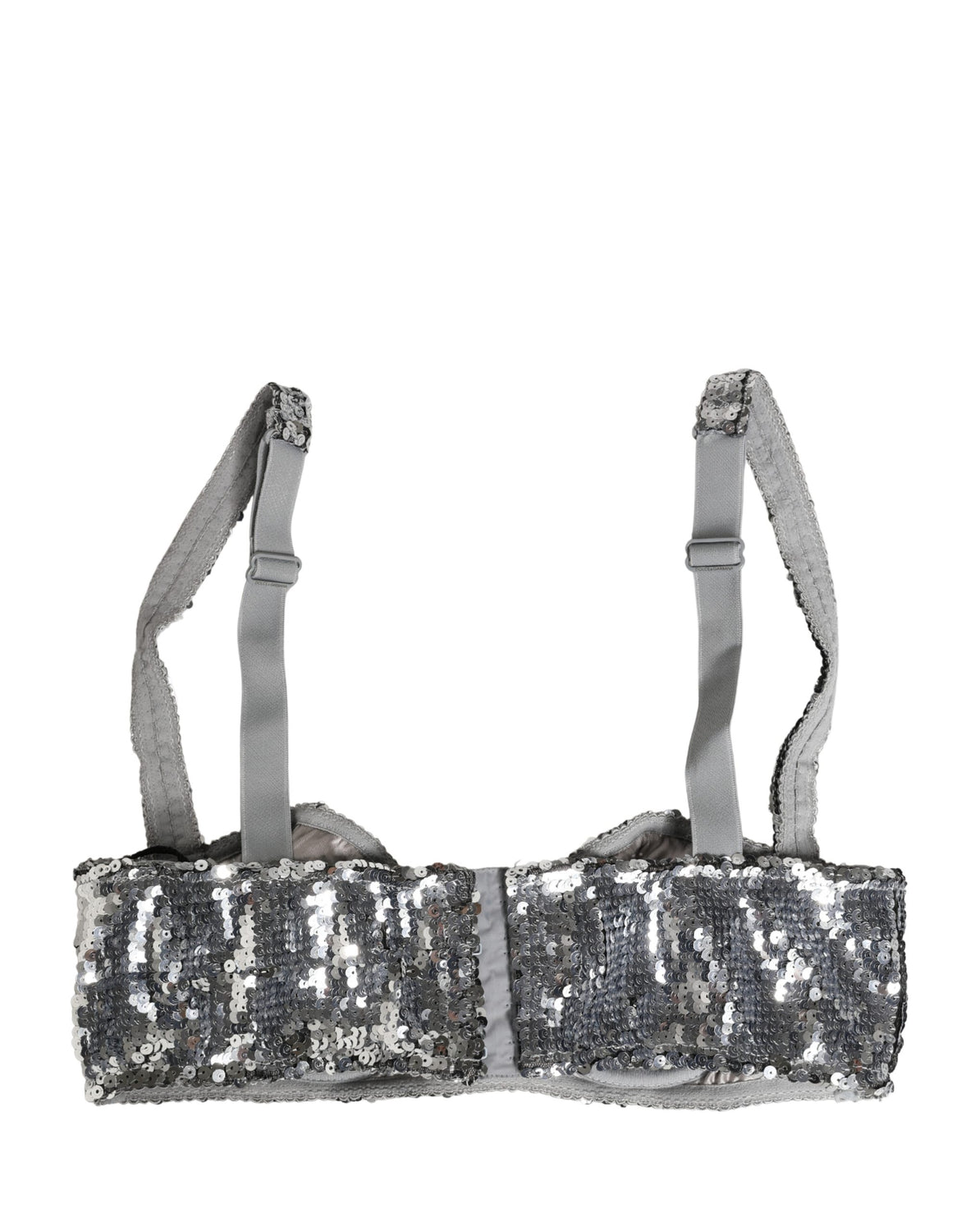 Silver Sequined Nyon Balconnet Bra Underwear