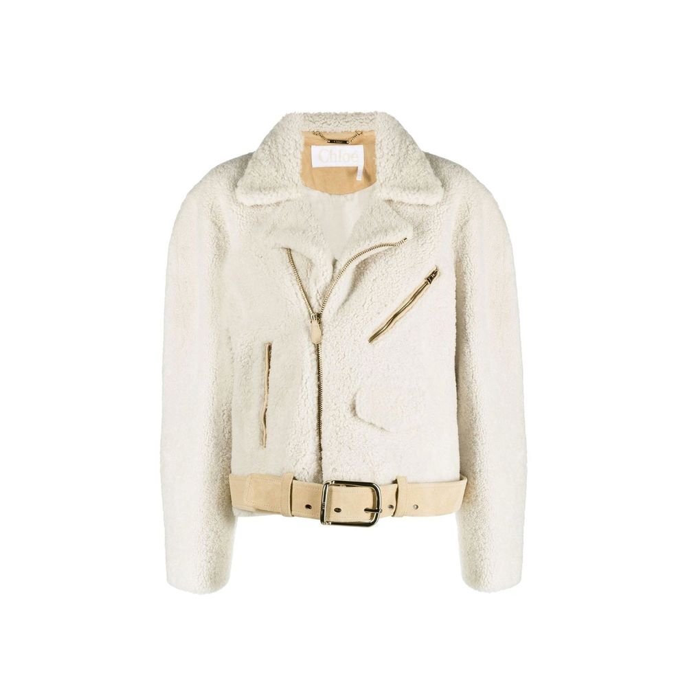 Beige Polyester Full-Length Jacket