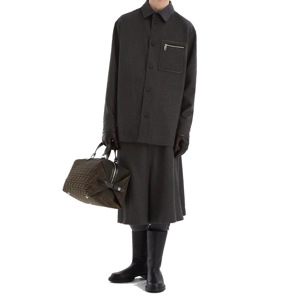 Gray Cashmere Full-Length Jacket