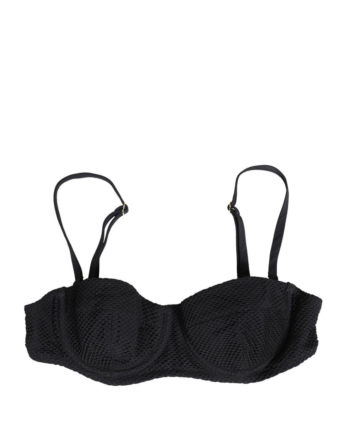 Black Nylon Padded Balconnet Brassiere Underwear