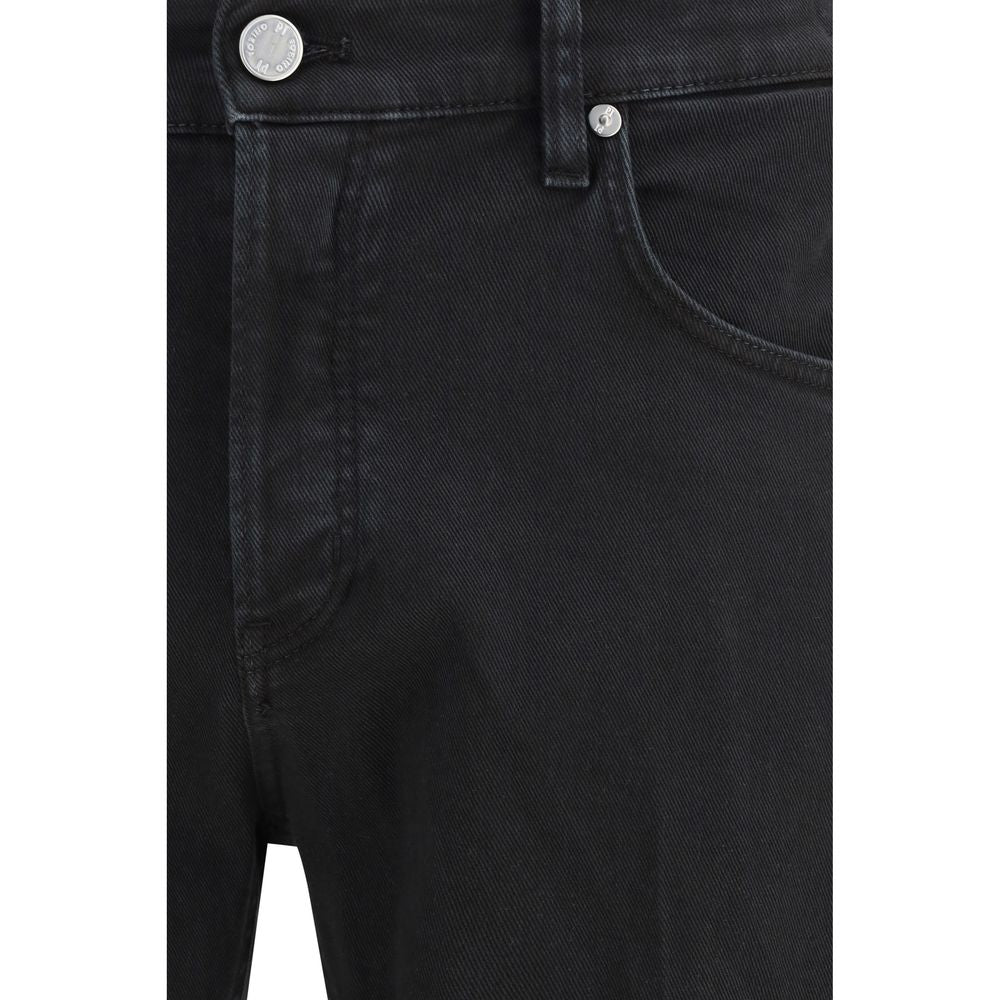 Black Cotton Tapered Jeans