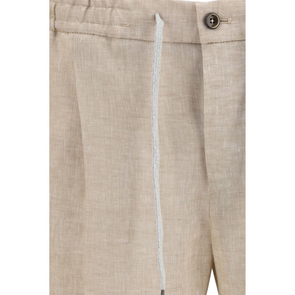 Beige Linen Casual Pants