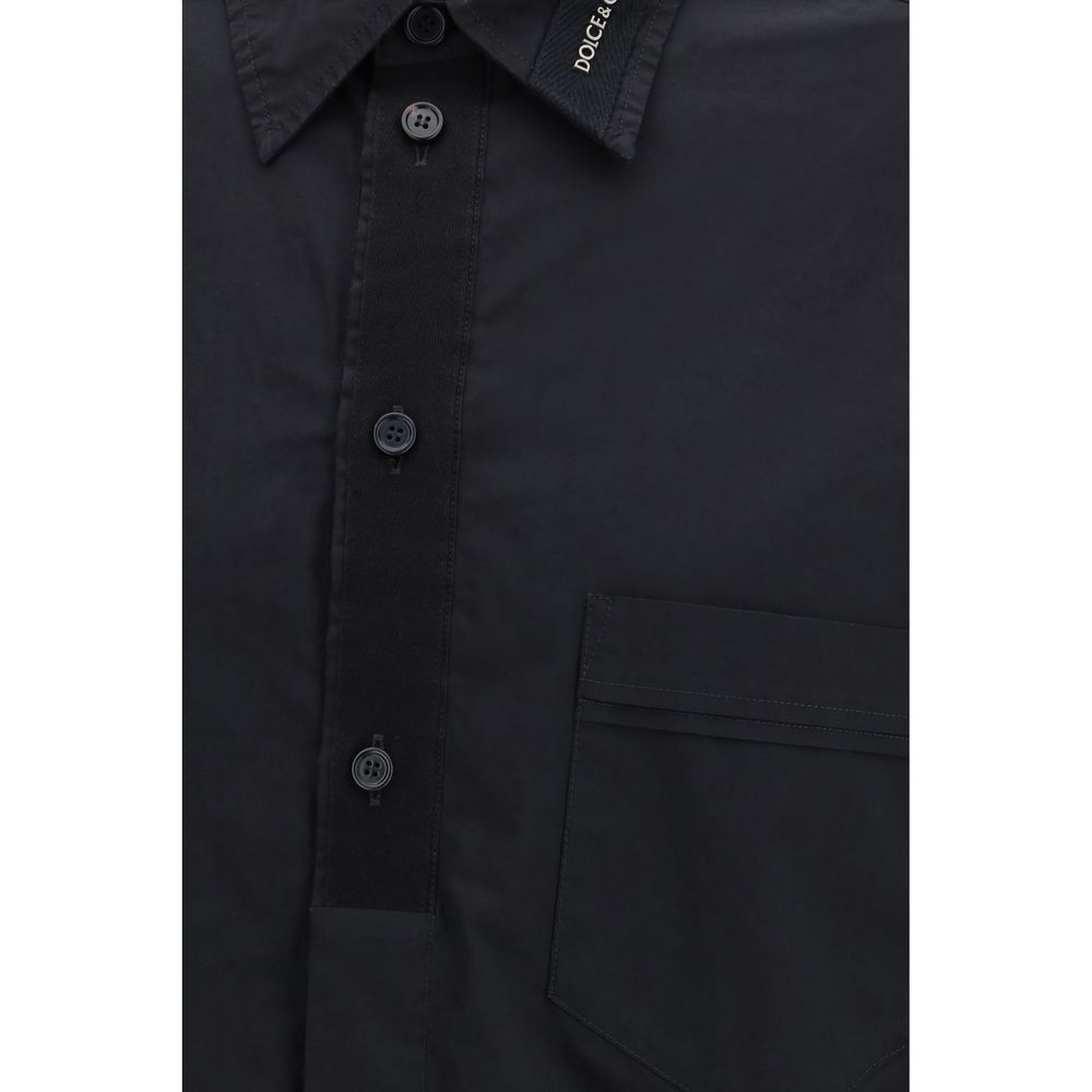 Black Cotton Dress Shirt