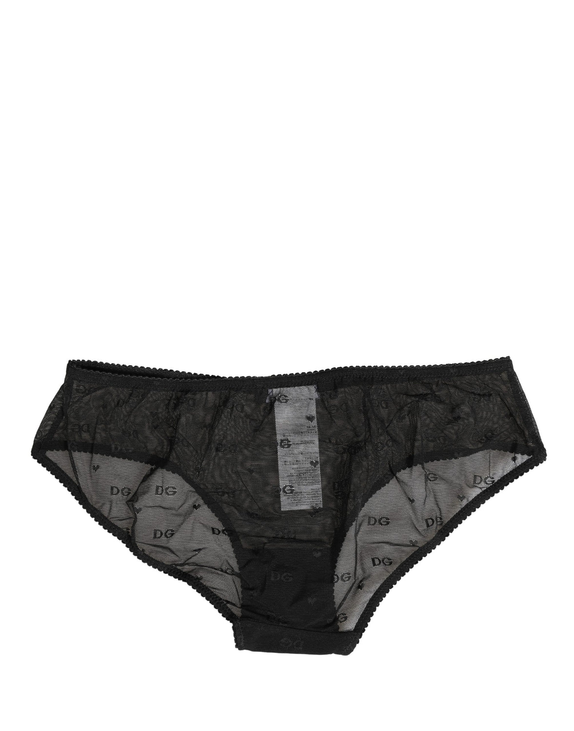 Black Sheer Mesh Lace Logo Brief Panty Underwear