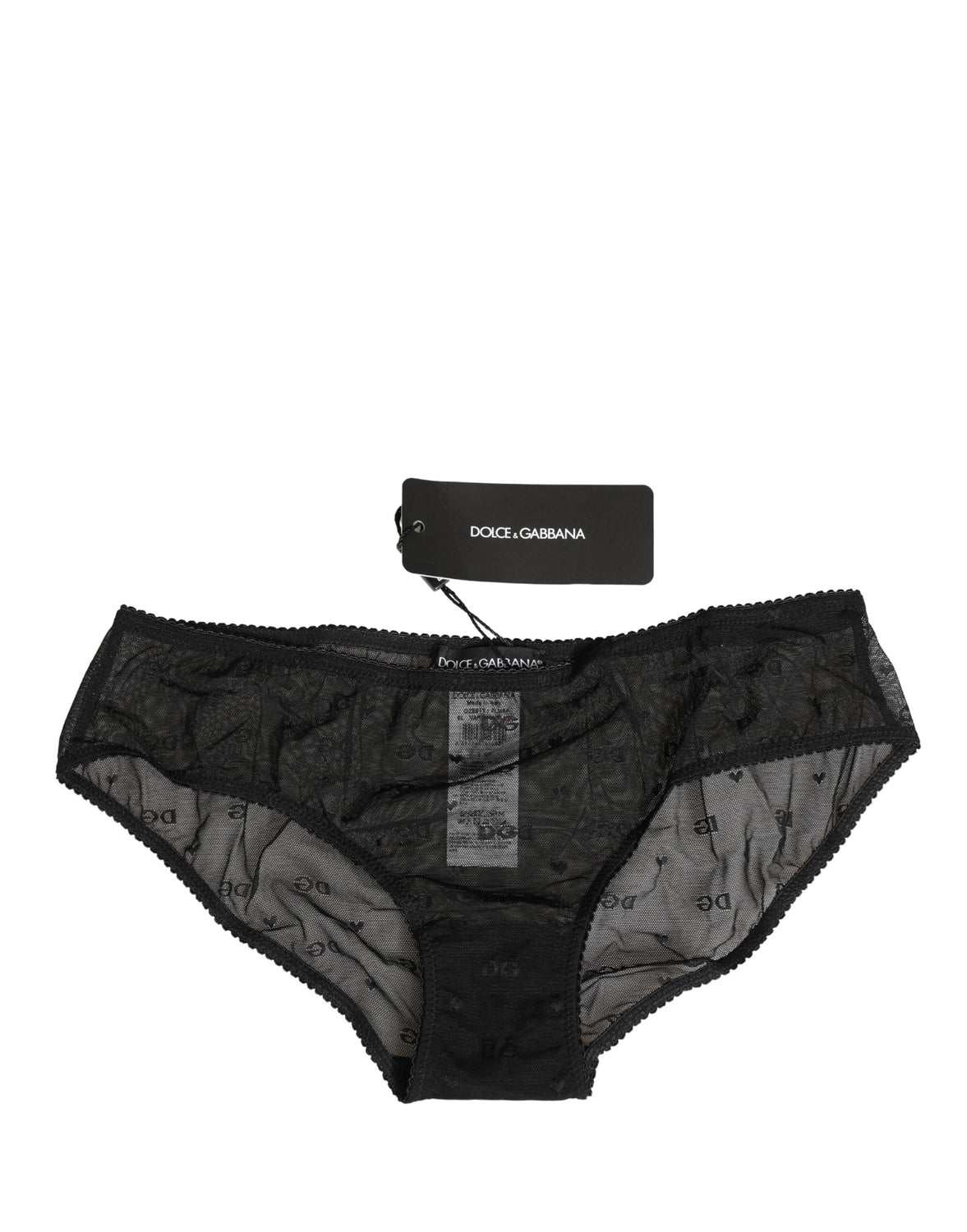 Black Sheer Mesh Lace Logo Brief Panty Underwear