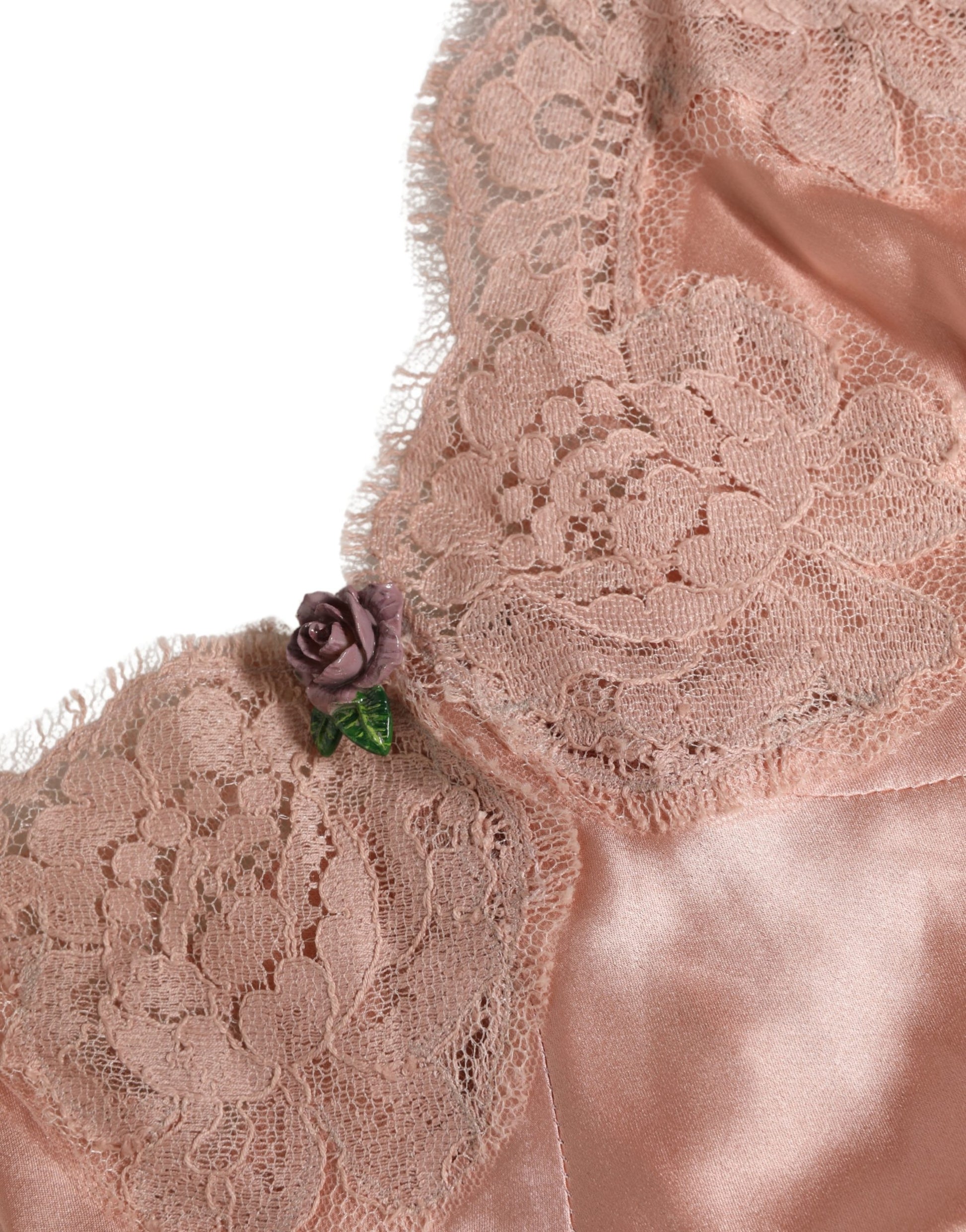 Pink Lace Silk Satin Tank Lingerie Sleepwear