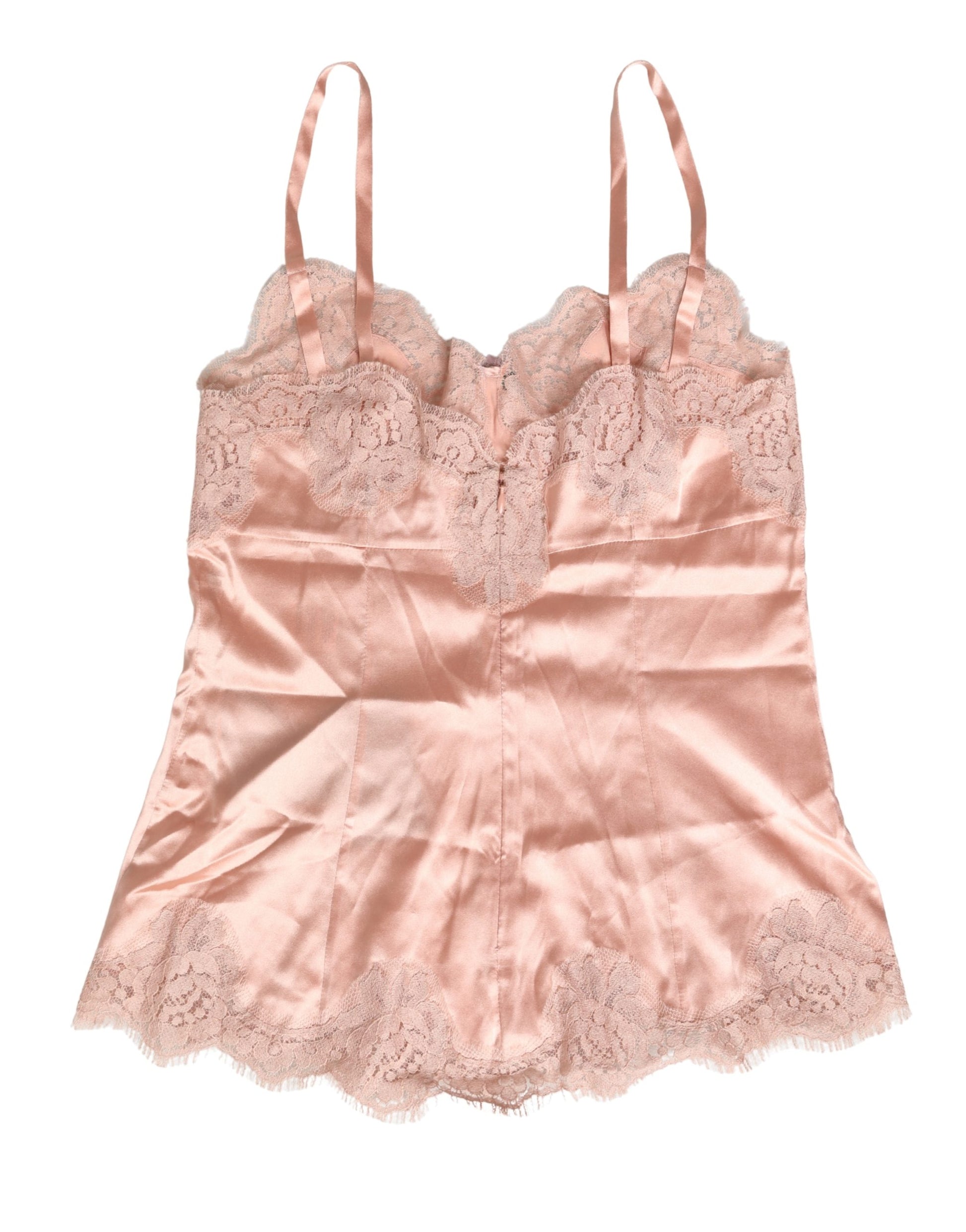 Pink Lace Silk Satin Tank Lingerie Sleepwear