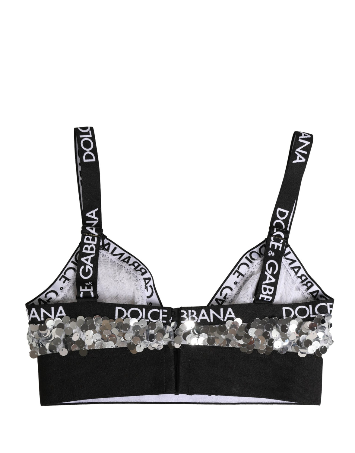 Silver Sequined Triangle Soft Cup Bra Underwear