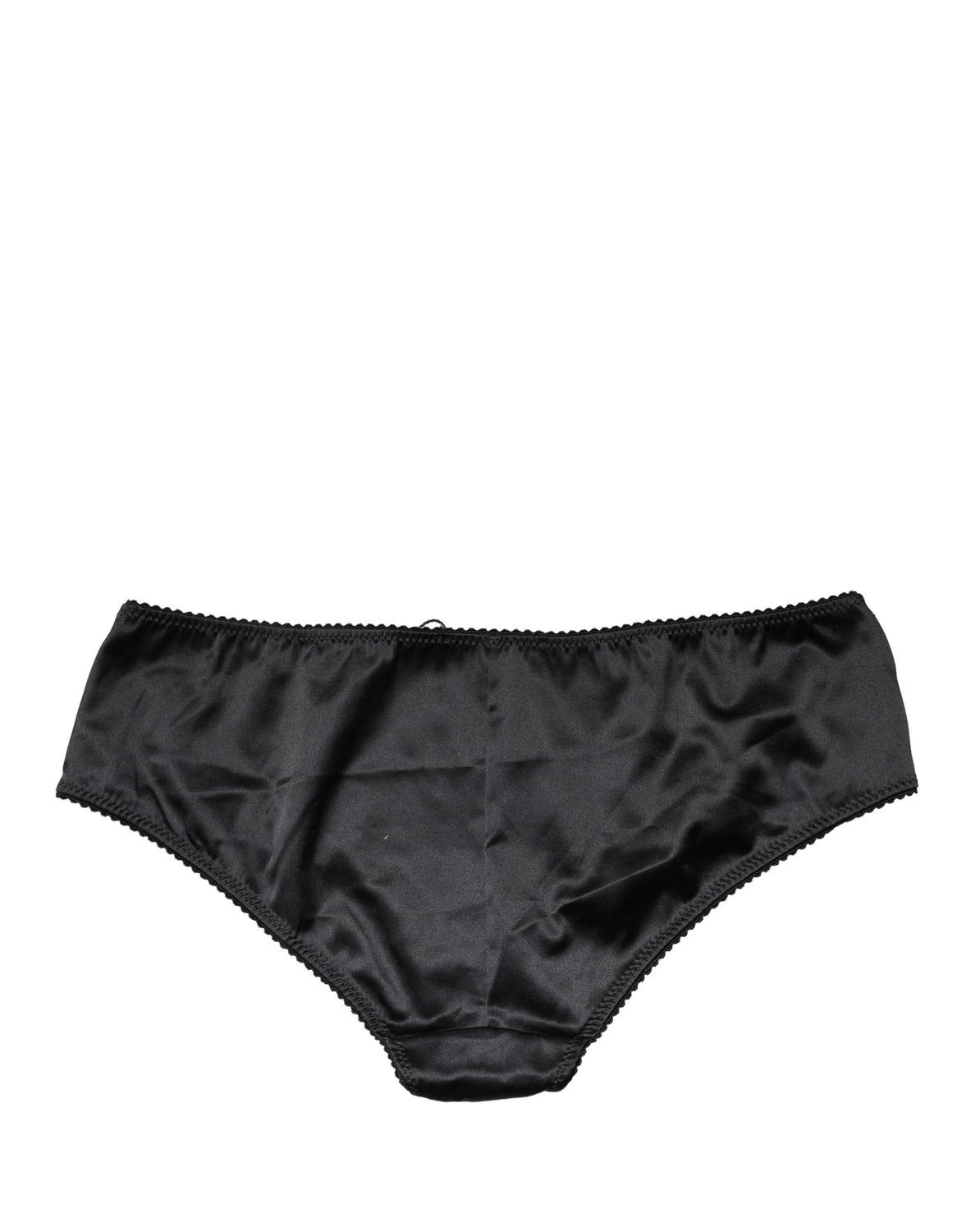 Black Silk Stretch Mid Waist Brief Panty Underwear