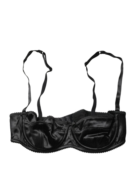 Black Semi-Pad Underwire Balconette Bra Underwear