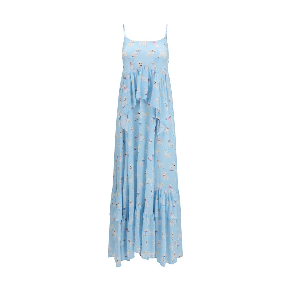 Blue Viscose Long Dress