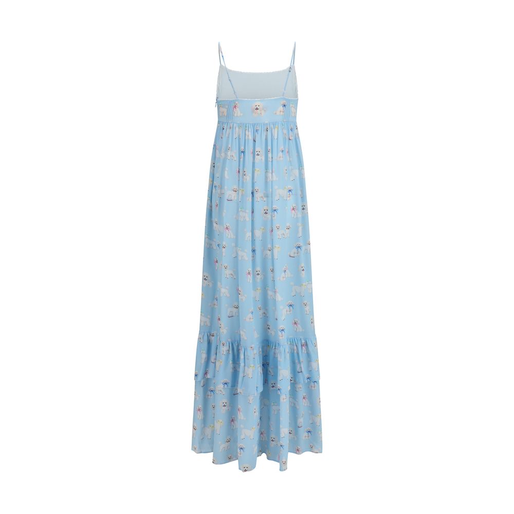 Blue Viscose Long Dress
