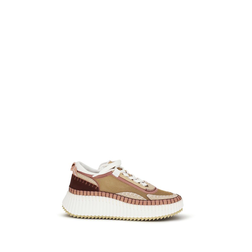 Brown Polyester Chunky Sneakers