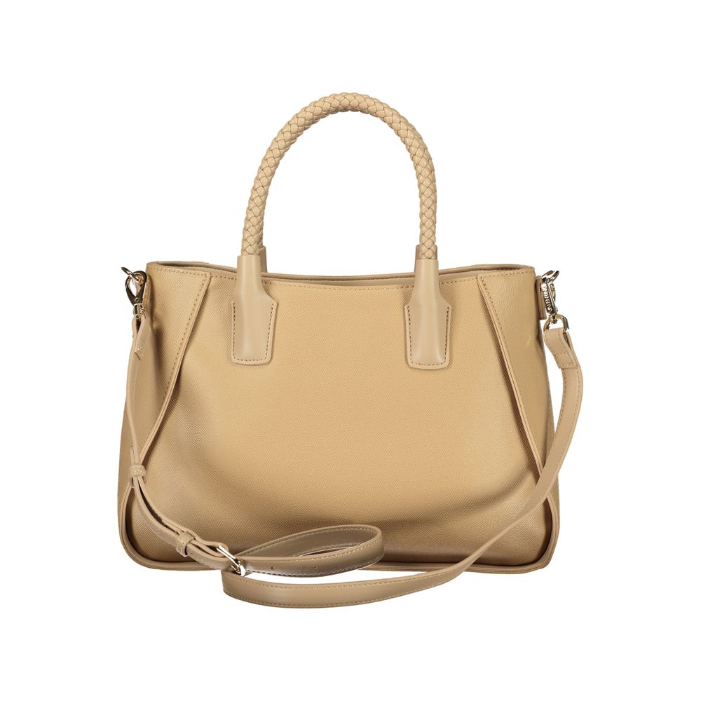 Beige Polyurethane Women Bag