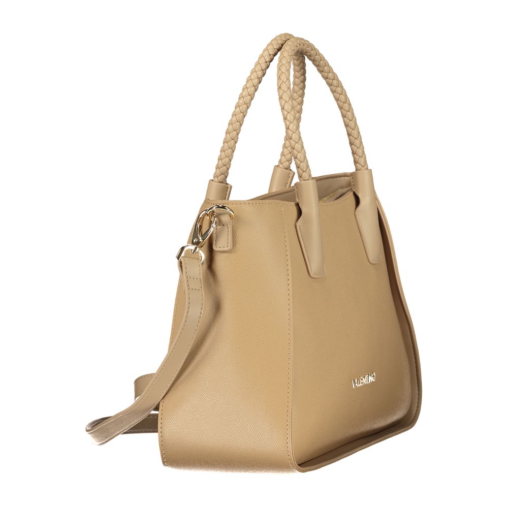 Beige Polyurethane Women Bag