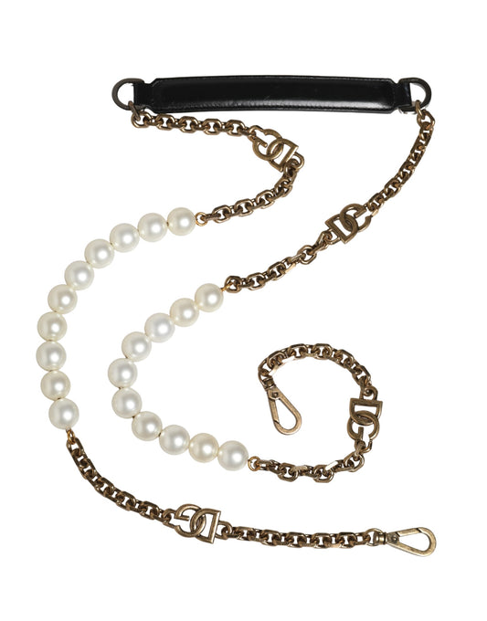 Black Leather Gold Chain Bag Accessory Shoulder Strap