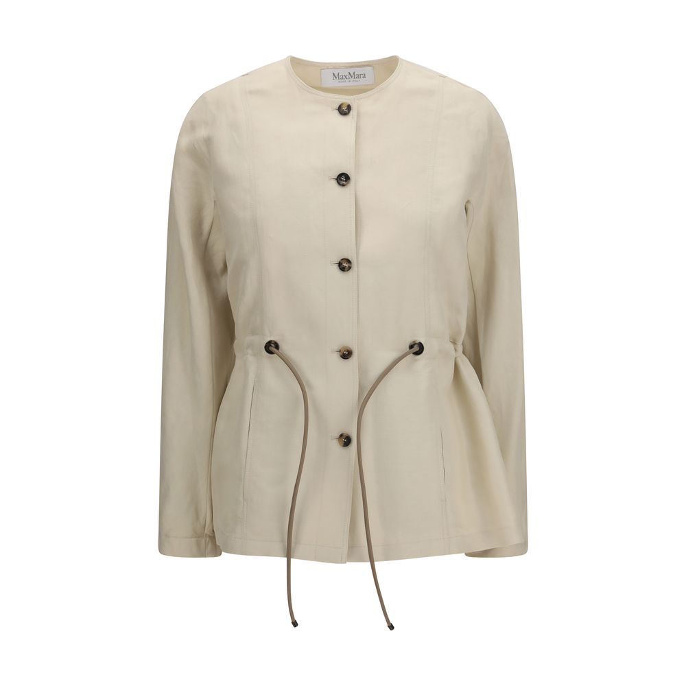 Beige Linen Full-Length Jacket