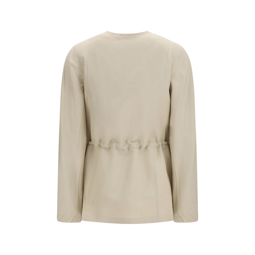 Beige Linen Full-Length Jacket