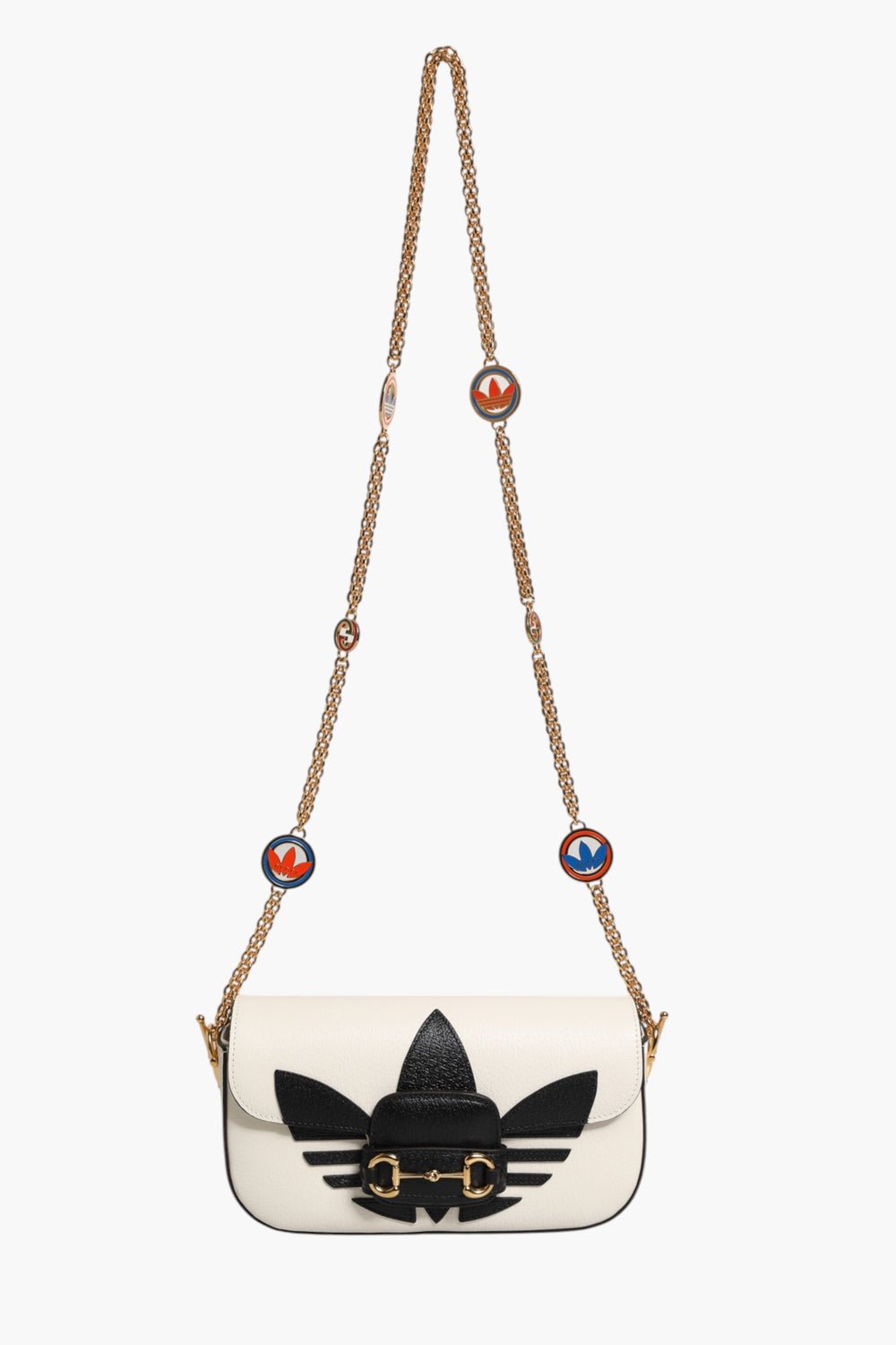 Gucci x Adidas Horsebit 1955  White Black Calfskin Leather Shoulder Bag