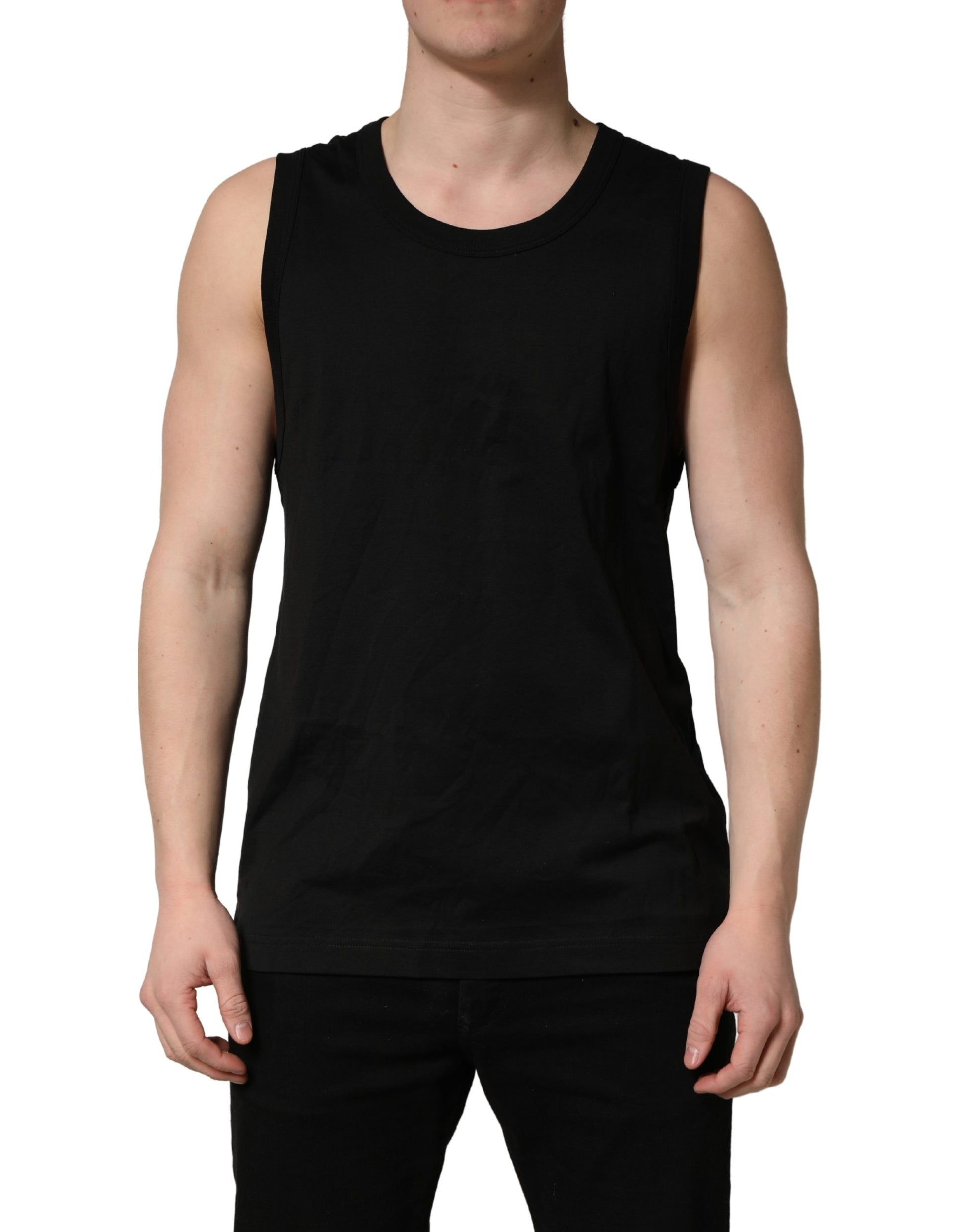 Black Cotton Sleeveless Men Tank Top T-shirt