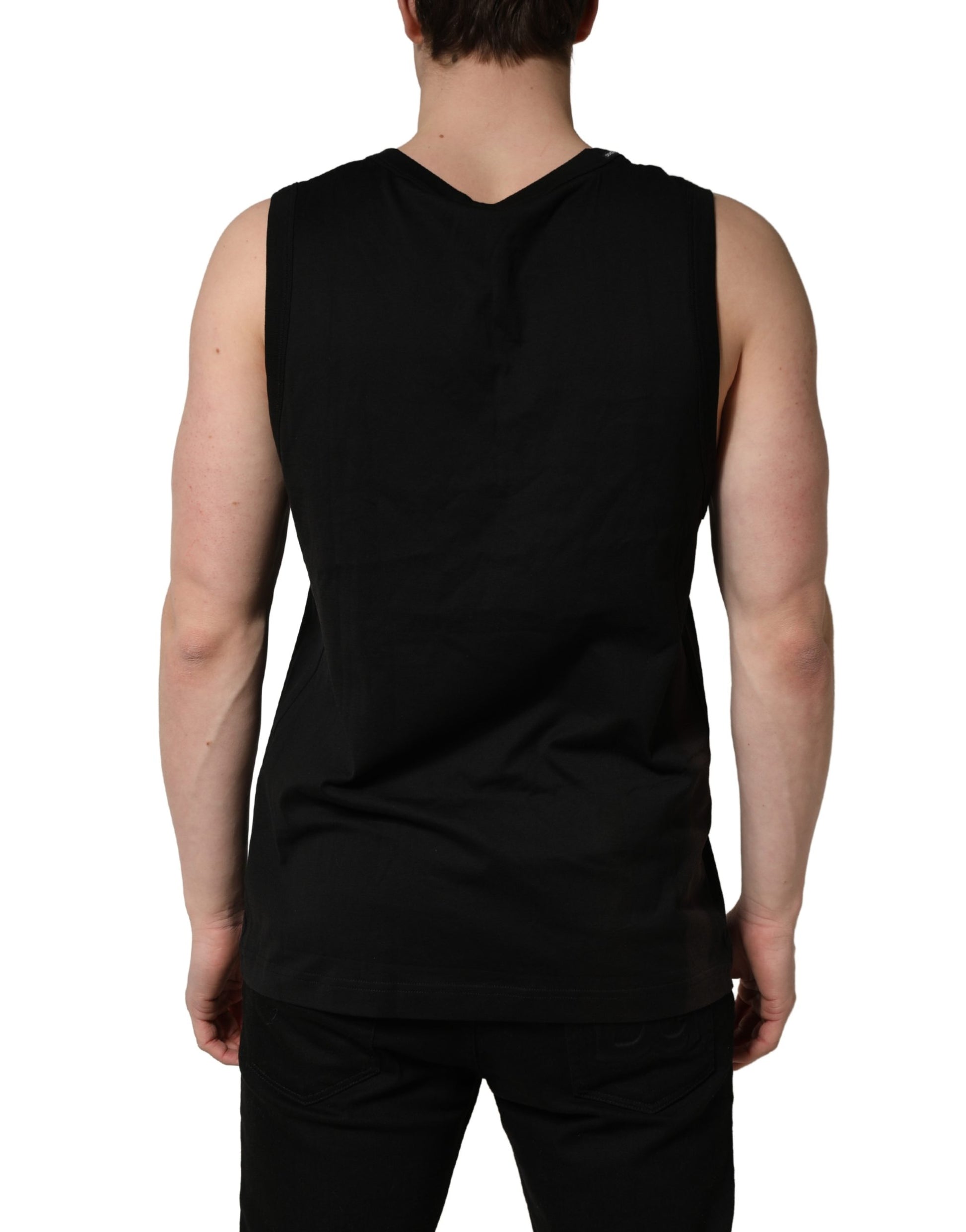 Black Cotton Sleeveless Men Tank Top T-shirt