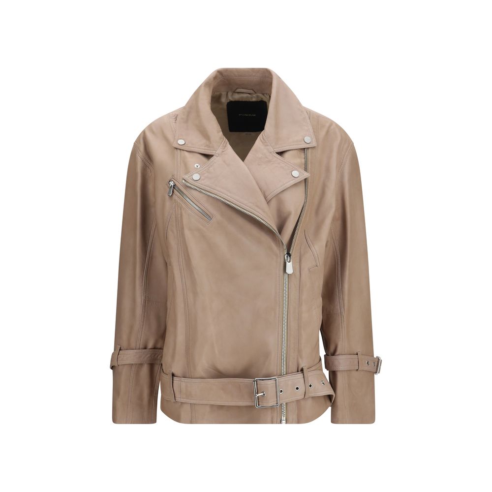Beige Lambskin Leather Jacket