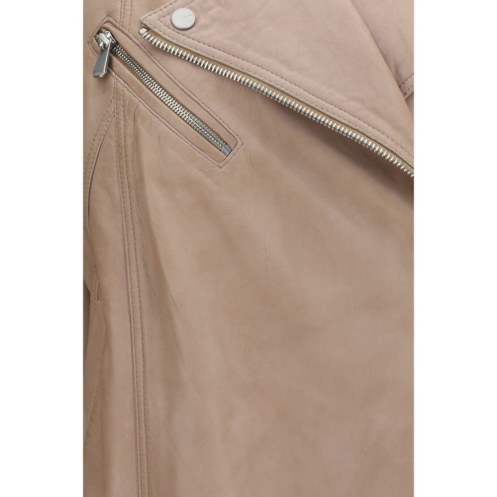 Beige Lambskin Leather Jacket
