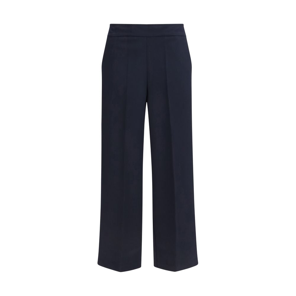 Blue Polyester Casual Pants