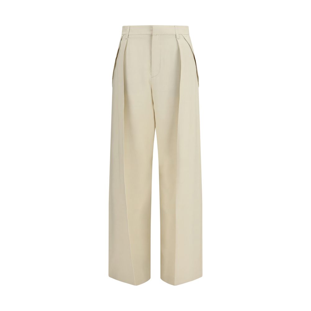 Beige Viscose Casual Pants
