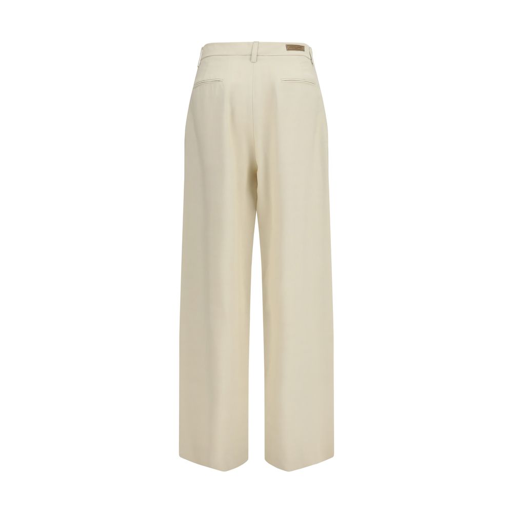 Beige Viscose Casual Pants
