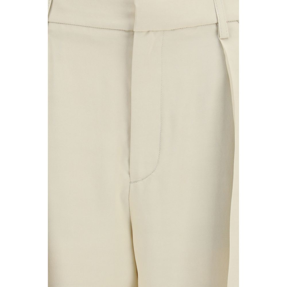 Beige Viscose Casual Pants