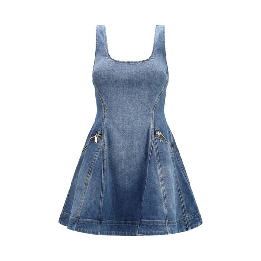 Blue Cotton Casual Dress