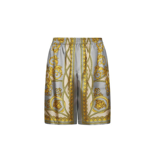 Gray Silk Bermuda Shorts