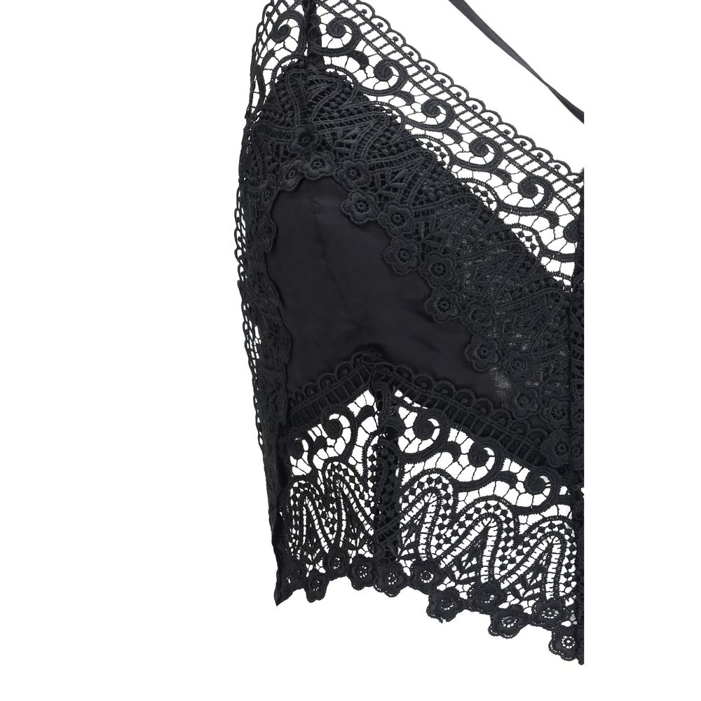 Black Cotton Sleeveles T-Shirt