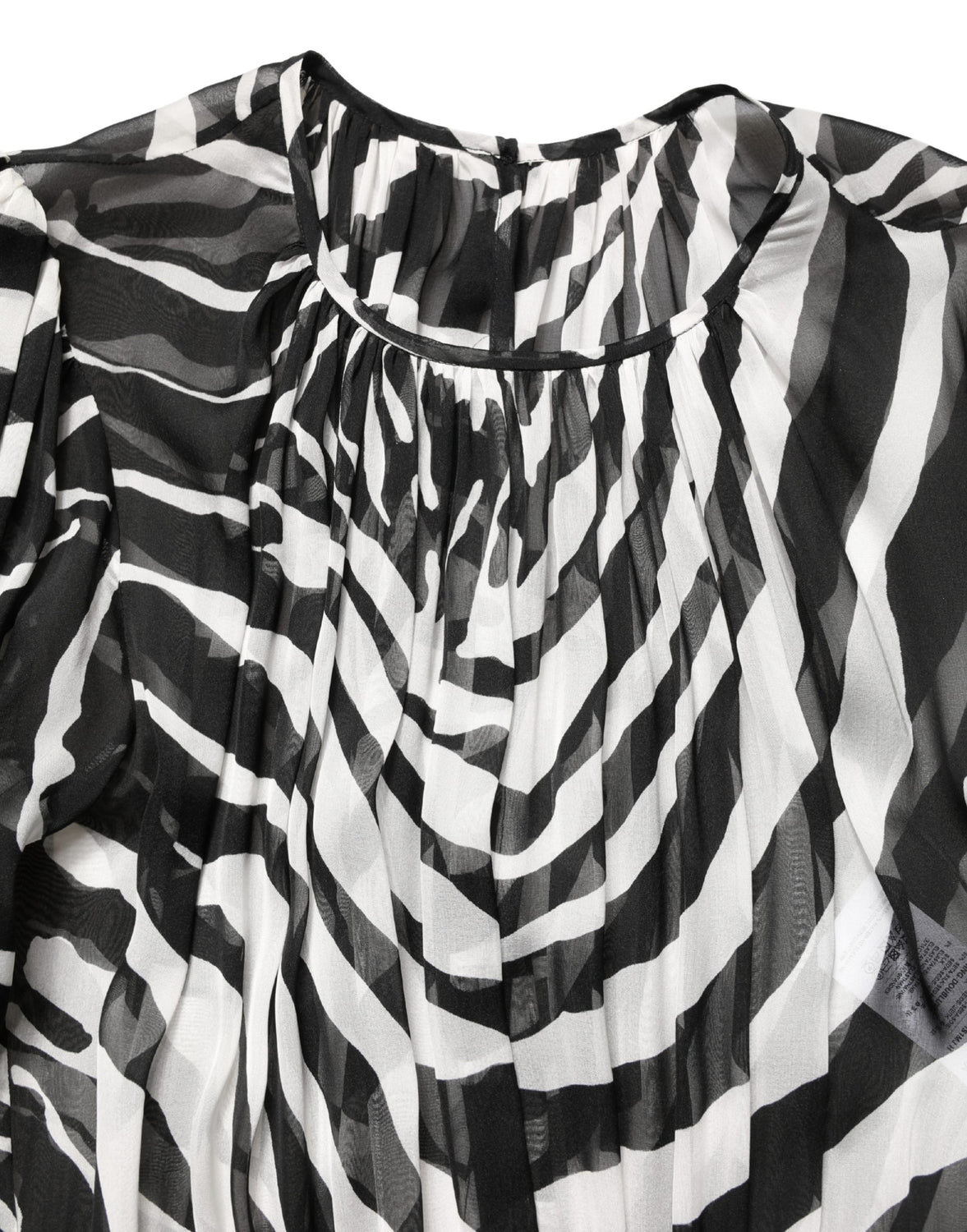 Black White Zebra Puff Sleeves Mini Dress