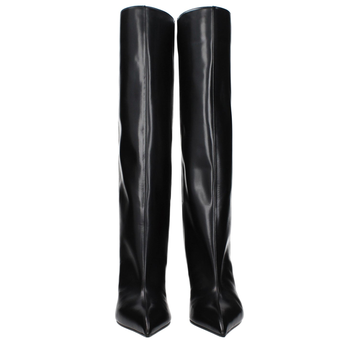 Black Leather High Heel Boots
