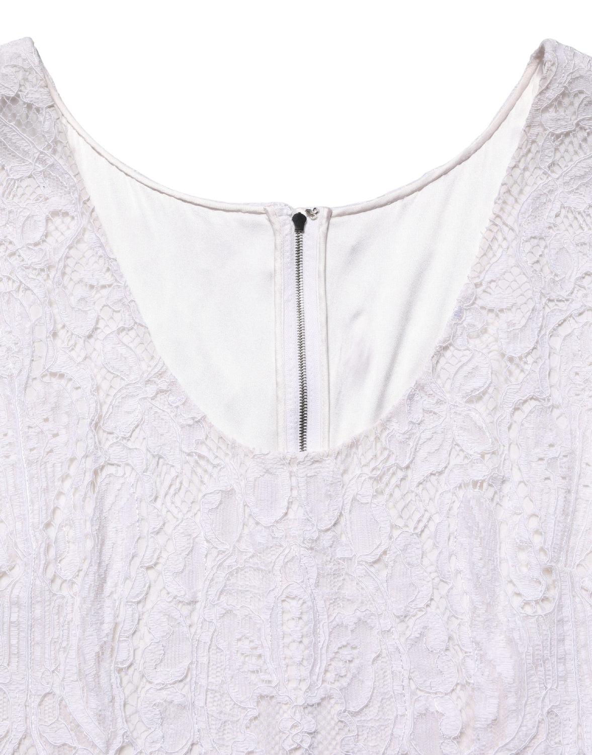 White Floral Lace Sleeveless Midi Dress