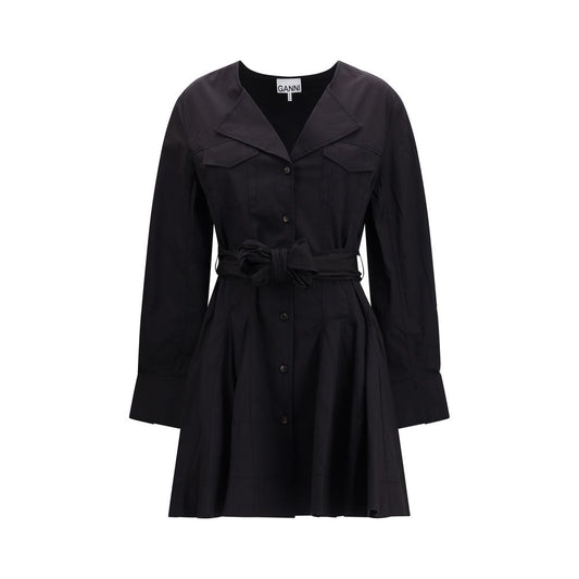 Black Cotton Casual Dress