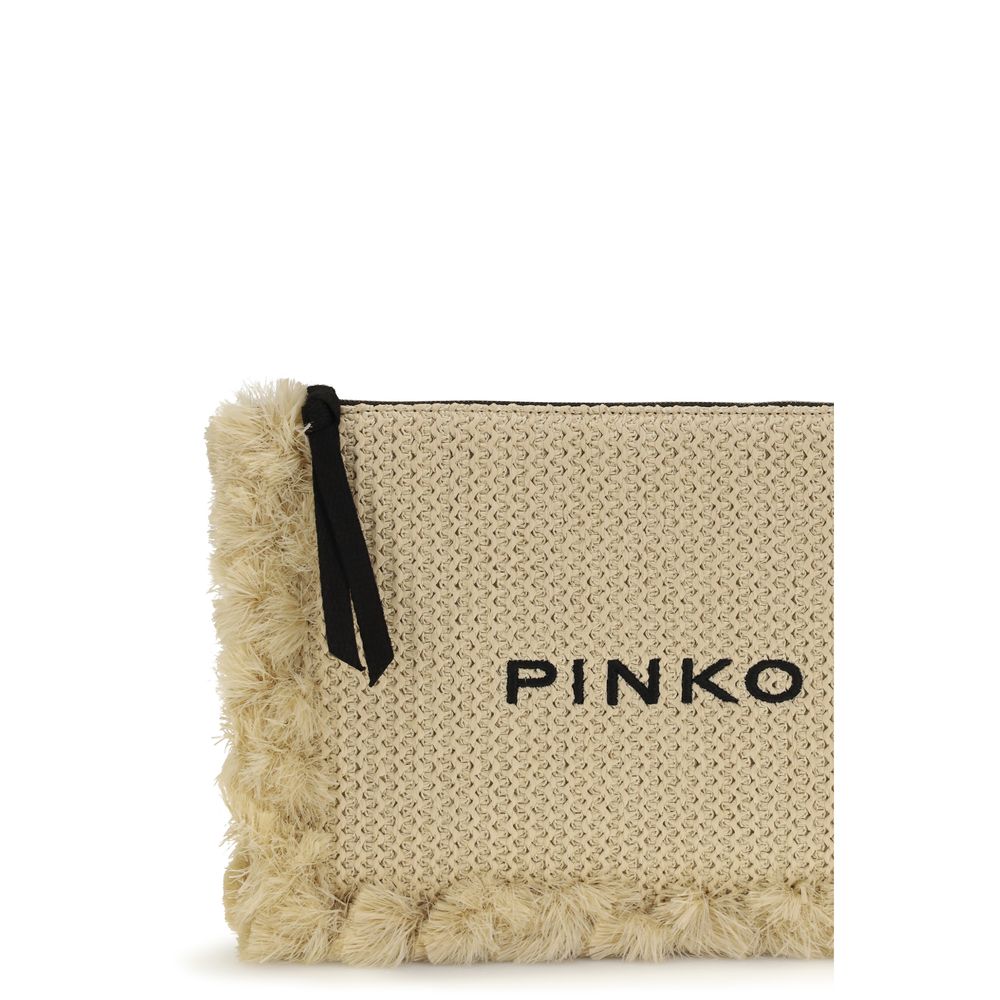 Beige Polypropylene Clutch Bag