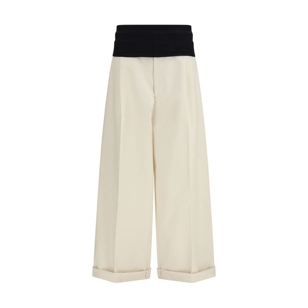 Beige Cotton Casual Pants
