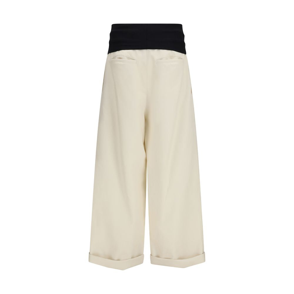 Beige Cotton Casual Pants