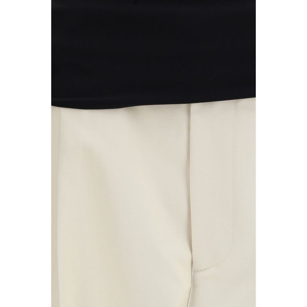 Beige Cotton Casual Pants
